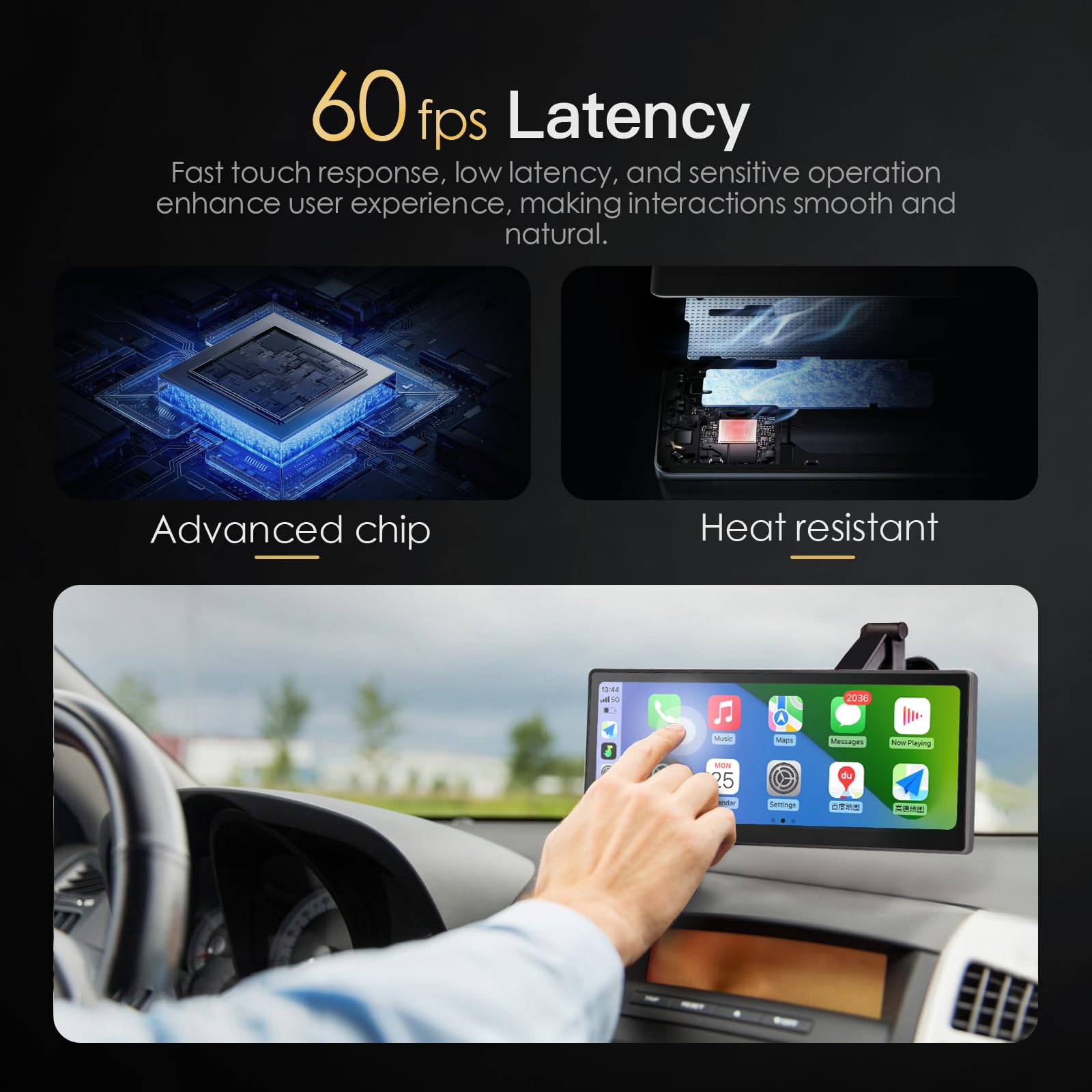 Carplay Screen for Car | Built-in Dual Bluetooth, Steering Wheel